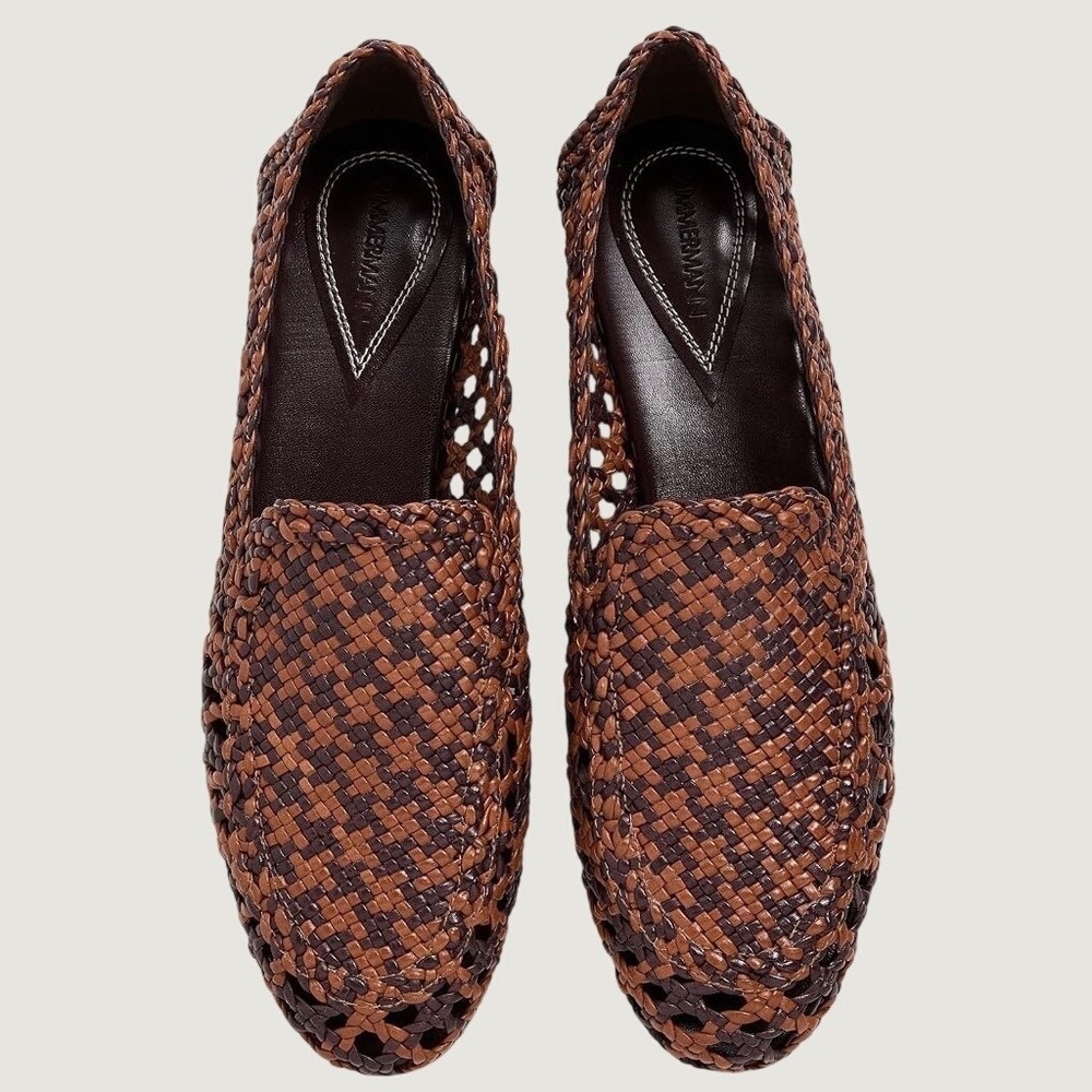 NWT Zimmermann Helix Loafers Woven Leather Flats EU40 US 9.5 Coastal Old Money